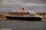 ID 6185 QUEEN MARY 2 (2003/148528grt/IMO 9241061) swings off her Jellicoe Wharf berth as she sails from Auckland bound north to the Bay of islands in New Zealand's far north following her third visit to the...